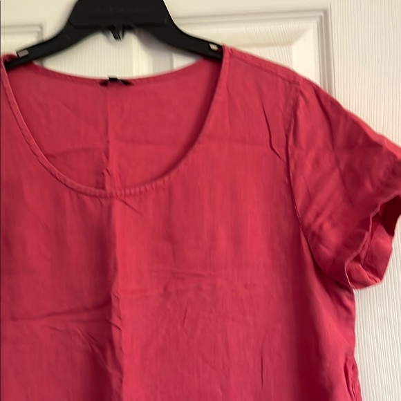 Linen Pink short sleeve Women's Dress size large with pockets - Picture 4 of 6